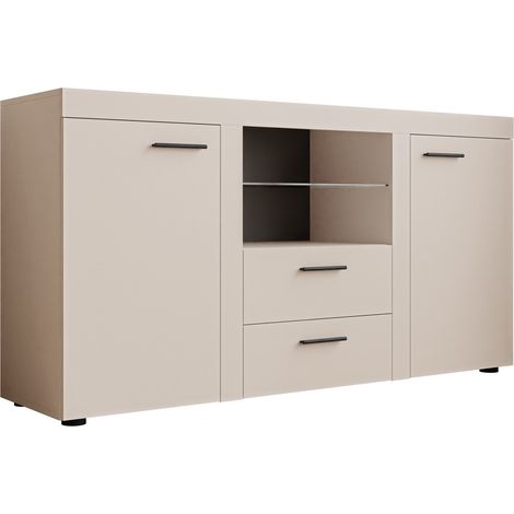 Cómoda Univio, Beige, Con cajones y puertas, Número de cajones: 2, 82x157x40cm