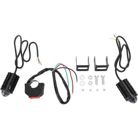 Lot de 2 projecteurs LED étanches pour moto, couleur jaune et blanc, feux de route et de croisement, 8 à 80 V (1/5)