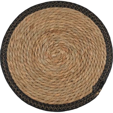 Set de table rond en jute rigide tressée Noir 35x35 cm