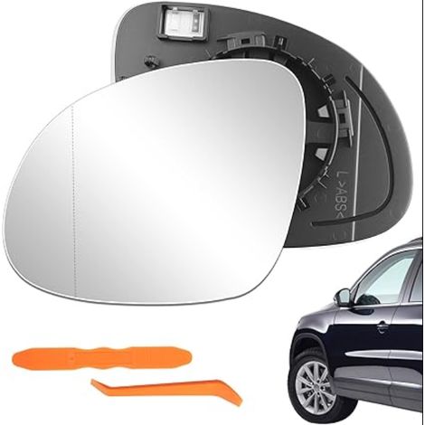 Verre de Rétroviseur de Rechange Chauffant Asphérique pour 2007-2016/ 2014-2017/ 2010-2022/ 2010-2020 Vitre de Retro avec un Support de (Gauche) (1/5)