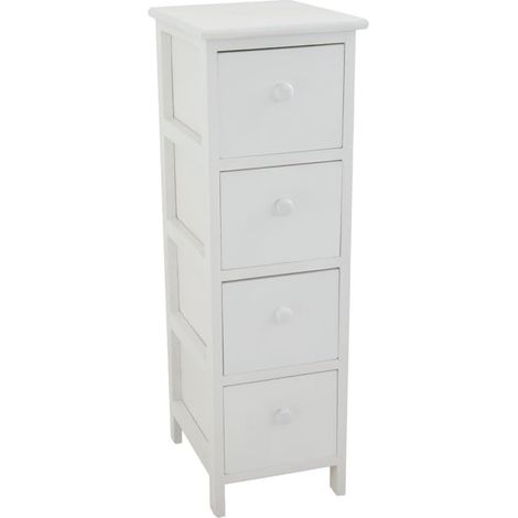 Cassetiera con 4 Cassetti in Legno Paulownia Bianco Fadi (1/3)