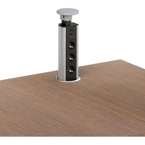 torre telescópica de aluminio sacyr ø80 3 tomas + 2 usb ip20, 3 schuko + 2 usb. 3500w