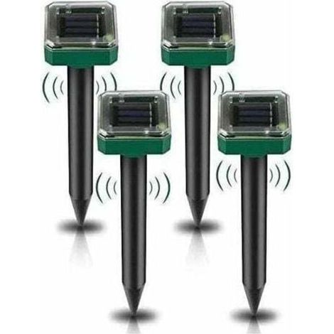 Répulsif pour insectes et animaux,Lot de 4 piquets répulsifs à taupes solaires - Répulsif à taupes à ultrasons - Élimination des taupes à énergie solaire pour taupes, serpents, campagnols, go