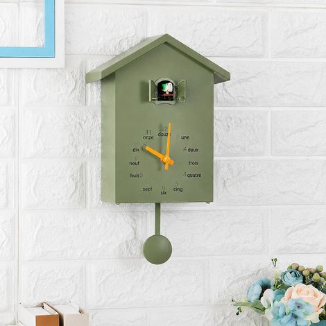 Horloge murale coucou style nordique en forme de maison verte vert 950 g – Livraison gratuite