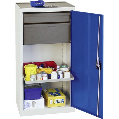Stumpf Armoire à outils et matériel série 3000 gris clair / bleu gentiane + 1 tiroir 100 mm + 1 tiroir 200 mm + 1 tablette coulissante - 3001374