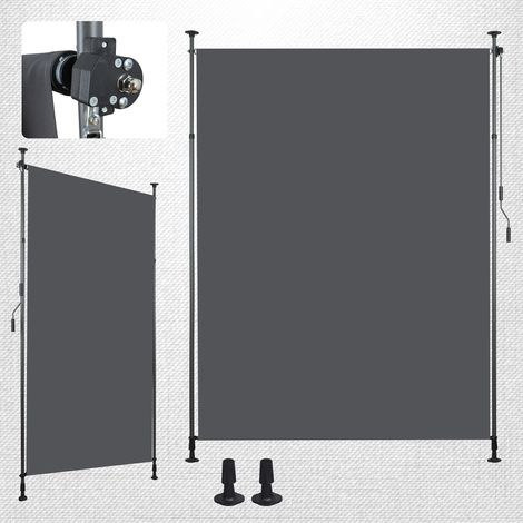 Store vertical externe à pince 150x270cm, extensible, sans perçage, anthracite, manivelle (1/4)