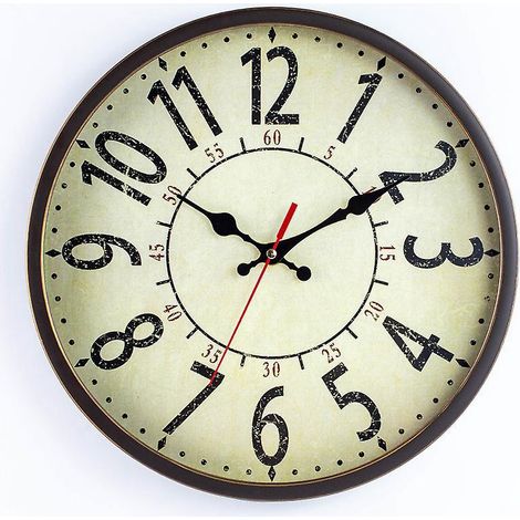 30cm-horloge Rtro Brosse Or Horloge Murale Salon Chambre Coucher Mode Horloge Crative (1/5)