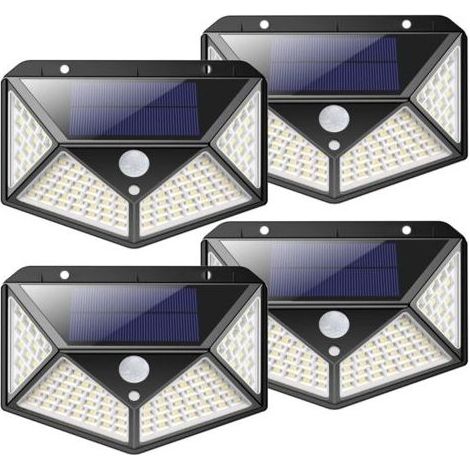 BRICOOMARKET Lampe Solaire Extérieur 100 led【4 Pack 2200mAH】éclairage Solaire Extérieur Détecteur de Mouvement, Spot Solaire Puissante sans Fil, Lumière Solaire avec 3 Modes d’éclairage pour Jardin, c (1/5)