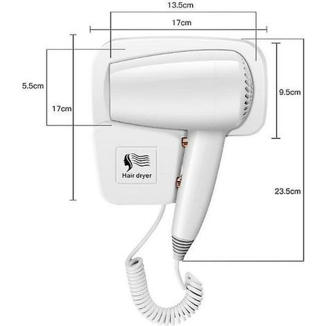 Sèche-cheveux muraux blancs, sèche-cheveux muraux pour hôtels, sèche-cheveux muraux pour chambres d'hôtes, sèche-cheveux muraux pour salles de bain (1/4)