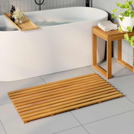 vidaXL Tappeto da bagno Tinta unita Marrone 100 x 53 x 2,5 cm