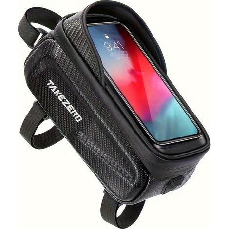Sacoche de guidon de vélo avec support pour téléphone portable, support étanche pour téléphone portable avec fenêtre tactile, pour téléphones jusqu'à 5 pouces (1/5)