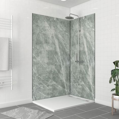 Pannelli da parete pacchetto + profilo angolare nero Matt + 2 profili di finitura nera Mat -120x90x210 - Ice Green 120