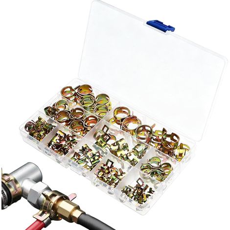 Kit d'Assortiment de Colliers de Serrage Serrage Sécurisé Anti-Fuites Assortiment de 10 tailles de colliers de serrage Pour Mécanique Auto Bateau Plomberie Tondeuse (1/5)