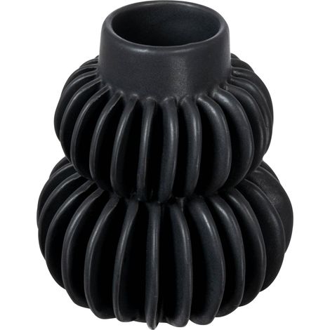 Vase Moderne en grès plissé, Noir (1/5)
