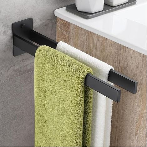Bathroom Towel Holder, Wall Mounted Towel Bar, Double Rod 304 Stainless Steel Towel Holder 40 cm, Two Installation Options for Bathroom, Bedroom, Kitchen