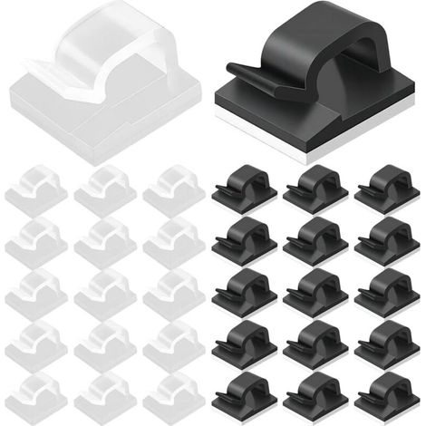 Lot de 100 Clips Câbles, Clips de Fixation Voiture, Range Cable, Cable Adhesif Rangement de Câble, Attache Câble Auto Collant, Organisateur de serre-câbles, Crochets pour fixation de câbles, grand
