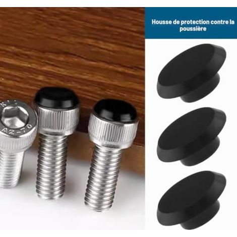 Lot de 50pcs Capuchons à Vis à Tête Creuse à Tête Hexagonale pour Meubles Vis Allen Capuchons en Plastique pour Équipement Mécanique Automobile M6, Noir (1/3)