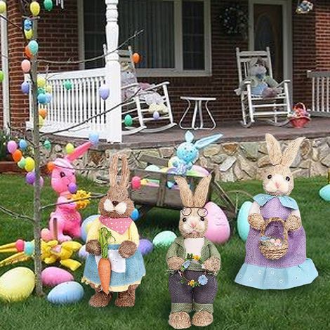 Los 1 – Künstlicher Osterhase, kleiner Hase aus Kunstgras, 39 x 15 cm (Schaumstoff + Binsen + Stoff), Ausführung 6 (1/5)