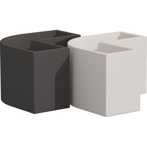 Eckvase Cromia Flowerpot aus Harz mit Dekoration, einfarbig "Made in Italy -Grau