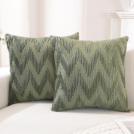 Fundas de cojín de terciopelo de 50x50 cm，juego de 2 piezas，funda de cojín decorativa suave，color verde salvia (1/5)