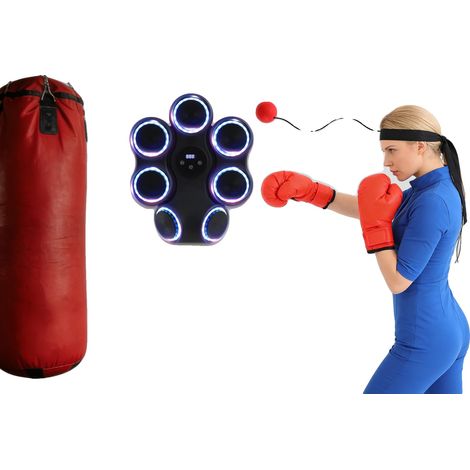 Entrenador de boxeo de pared, 7 objetivos de golpeo, potencia de 5 W, batería de 3,7 V-1200 mAh, carga USB, tamaño grande. (1/5)