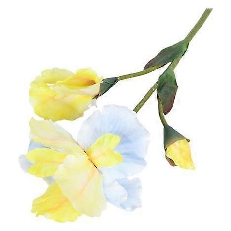 Branche d'iris artificiel avec tige et feuilles vertes - Décoration florale pour mariage, fête ou autre événement. Composition florale artificielle.jaune (1/5)