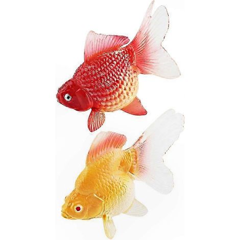 Lot de 2 poissons rouges artificiels, modèles de poissons rouges réalistes pour la décoration d'aquarium (1/3)
