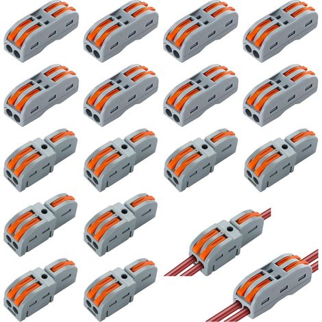 Conectores eléctricos rápidos de 16 piezas con palanca - Bloque de terminales de conexión eléctrica - Terminales de conexión automática, SPL-1M 2M, 1 cable, 2 entradas y bloque de terminales eléctrico (1/5)