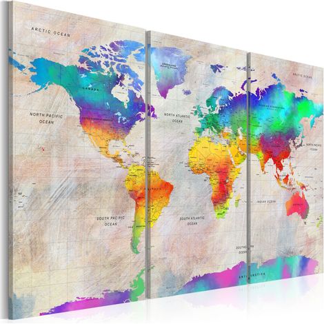 Quadro - World Map: Rainbow Gradient - 90x60 (1/4)