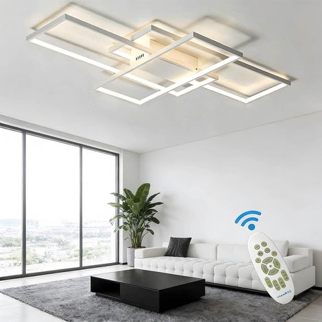 1 Plafonnier Led Rectangulaire 80cm, Dimmable 60w 6000lm, Acrylique Blanc, Pour Salon Chambre Cuisine