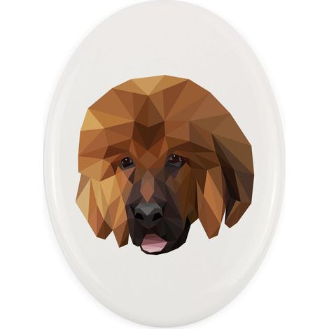 Mastín tibetano, perro tibetano: un plato geométrico con una foto e inscripción de Art-Dog (1/4)