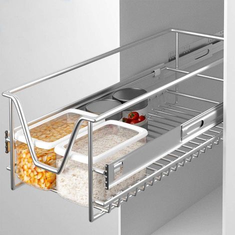 Tiroir télescopique meuble cuisine panier étagère amovible meuble gain de place avec rail en acier inoxydable (30 cm) (1/5)