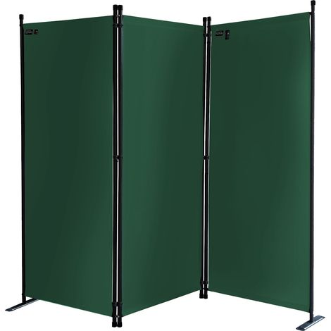 Paravent 3 Teilig 170 x 165 cm Stoff Raumteiler Trennwand Balkon Sichtschutz Stellwand Faltbar Grün