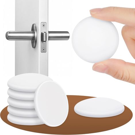 CCYKXA6PCS Butée De Porte Murale Blanche, 40 x 8mm Protection Poignee Porte Adhésive, Tampon Portes en PVC, Door Stopper Butoir, Amortisseu (1/5)