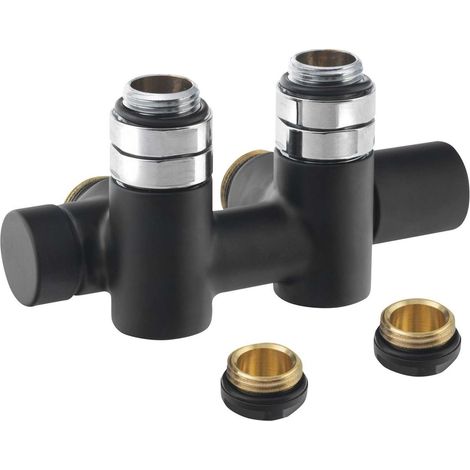 Sapho Twin Combi - Set di valvole di connessione per attacco centrale, dx, interasse 50 mm, nero opaco CP461BS (1/2)