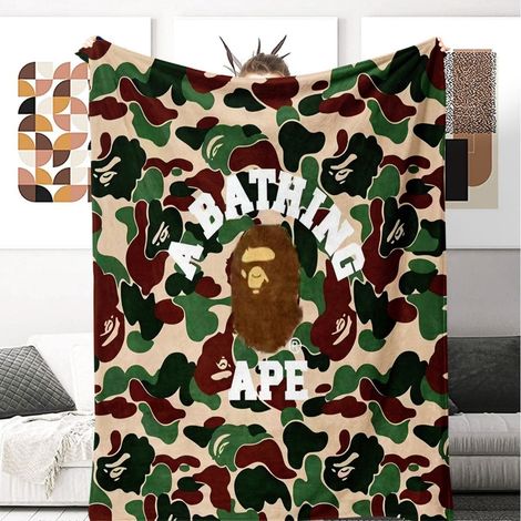 Couverture En Flanelle - Tête De Singe Camouflage - Pour Lit Canapé Ou Extérieur - 150 X 200 Cm - 1 Pièce (1/5)
