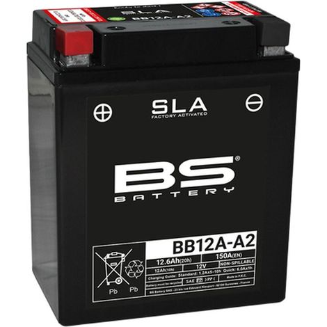BATTERIA BS BB12A-A2 (FA) (YB12A-A2) 12V 12AH 134X80X161 SENZA MANUTENZIONE - A ACQUA (150A) (5)