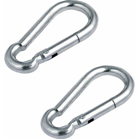 Mousquetons en acier inoxydable – Lot de 2, diamètre 10 mm, longueur 100 mm, pour escalade et sécurité professionnelle