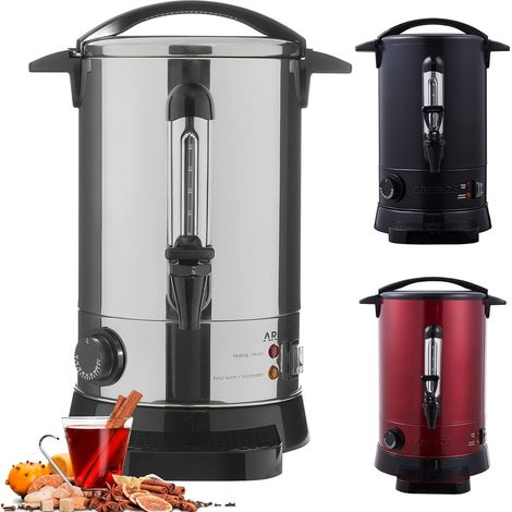 AREBOS Distributeur de Boisson Chaudes 950W 6,8L Réglage de la température 30-110°C Argenté (1/5)