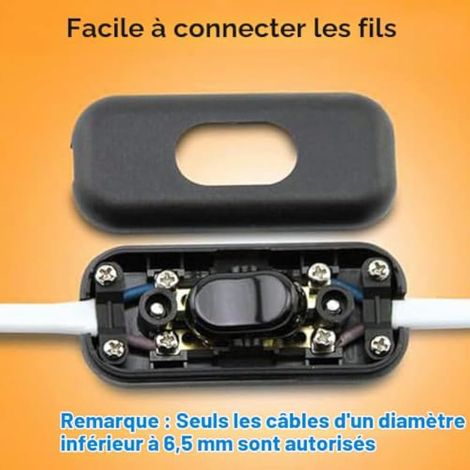 Interrupteur à bascule DPST (5 pièces) pour lampe de table ou de bureau, 250 V CA, 6 A (1/4)
