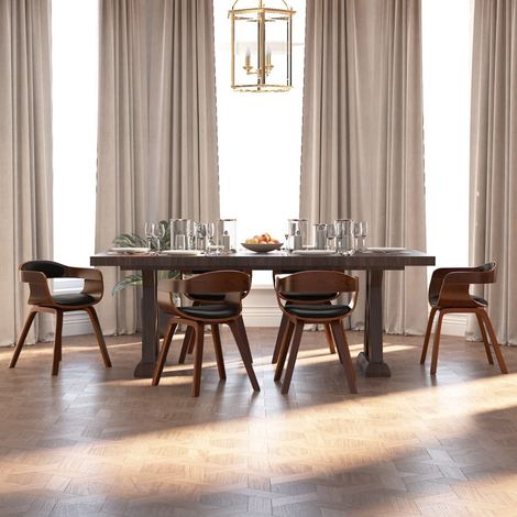 Lot de 6 Chaises de salle à manger - Chaises à dîner Noir Bois courbé et similicuir BV388026 - BonneVie (1/5)
