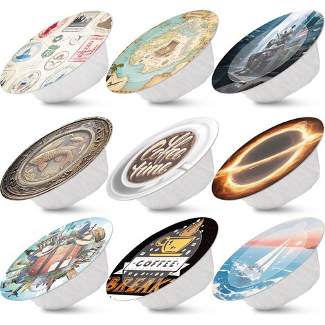 Filtres à Café, 36 Pièces Filtres en Papier Écologiques en Forme de Disque pour Café Moulu Manuel et Cafetières à Filtre, avec Bord Large Adapté aux Tasses de 5-9 cm – 9 Motifs Différents (1/5)