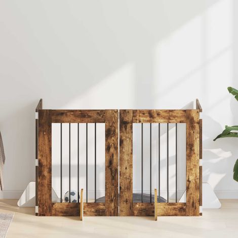 Puerta de perro con soportes 4 pcs Roble Ahumado 60 x 80 cm