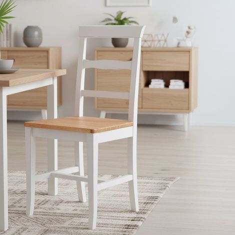 Silla Attanasio, una Silla, Estructura de Madera Made in Italy, Color Asiento Marrón, Blanco (1/3)