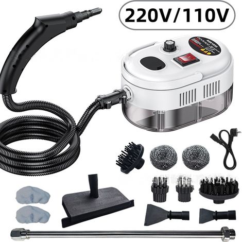 Nettoyeur vapeur haute pression portable haute température 1 500 W pour joints, carrelage, voiture, cuisine et salle de bain (ensemble de luxe 13 pièces) - Blanc (1/4)