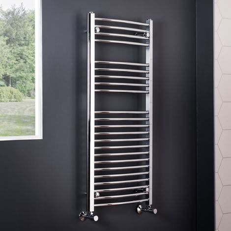 WarmeHaus Curved Chrome Heated Towel Rail 1100x500mm
