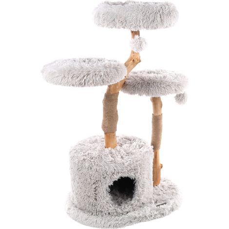 Arbre à Chat Hina - Blanc - 80x44,5x100 cm - Griffoirs avec Plateformes, Cachette et Griffoirs en Sisal (1/5)