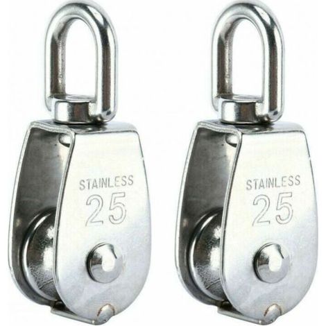 Set of 2 Lifting Pulley, 304 Stainless Steel Single Pulley M25 Single Pulley Load 150kg (1/5)