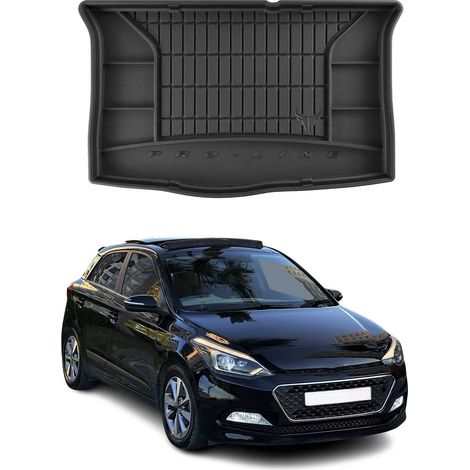 Tapis de Coffre 3D TPE Premium Compatible avec Hyundai i20 II Comfort 2014-2020 - Bac de Protection de Coffre Intérieur antidérapant Revêtement de Coffre Bords Hauts pour Voiture Noir