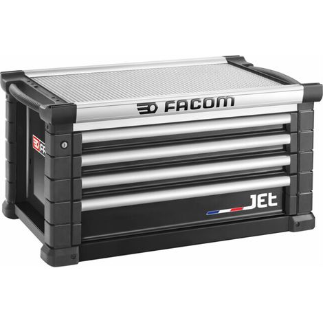 Facom – Servante d'atelier roulante 4 tiroirs – Aluminium – Longueur 814mm – Largeur 575mm – Hauteur 500mm – Charge maximale élevée (1/4)